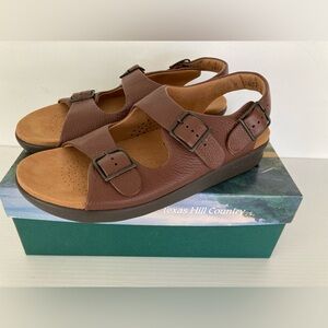 Sas Relaxed Amber Sandals Womens Sz 11 M Brown Leather 2 Strap Shoes NEW IN BOX